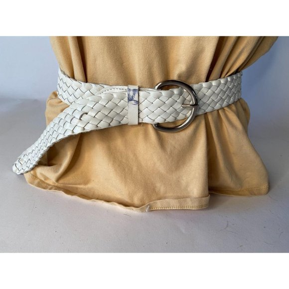 Talbots White Braided Leather Belt Sz Small - Picture 3 of 9